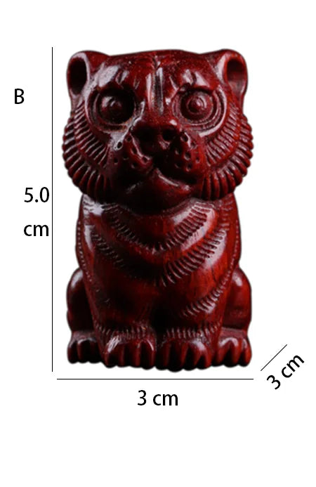 Pterocarpus santalinus 5cm Animal Sculpture tiger Office Decoration Feng Shui Car Hanging Real Wood Mascot Collection