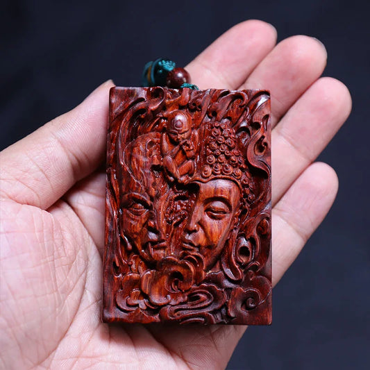 Pterocarpus santalinus Real Wood Wood Sculpture Feng Shui Wood Statue Lucky deduction Lucky Rich Collection Mascot Bag Pendant