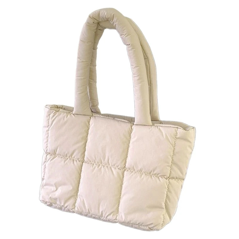 Puffer Bag Solid Color Handbag Shoulder Bags for Girl Women Fashion Shopping Bag Tote Bag Large Capacity Nylon Bag