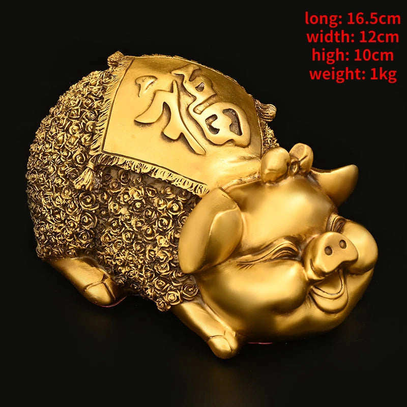 Pure Copper Animal Pig Ornament Golden Wealth Home Office Mascot Store Miniatures Opening Gift