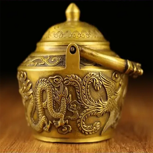 Pure Copper Brass Antique Copper Kettle Ornaments Dragon and Phoenix Kettle Teapot Wine Kettle Decoration