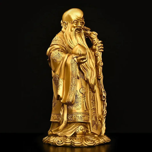 Pure Copper Brass God of Fortune and Longevity Wealth Statue Longevity Star Nafu Home Decoration Sculptures