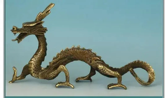 Pure Copper Bronze Gilt Tastefully Chinese OldTastefully Chinese Old Bronze Collection Handmade Carved Dragon Statue Decor