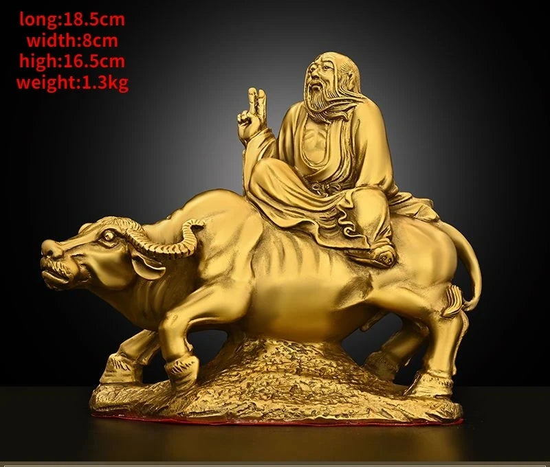 Pure Copper Bronze Statue of people Laozi Riding A Bull Character Statue Out of Customs Decoration Home Craft Sculptures