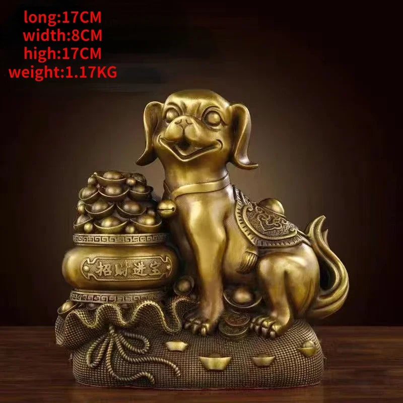 Pure Copper Feng Shui Money Dog Inviting Wealth and Guarding Home Decoration Crafts Ornaments