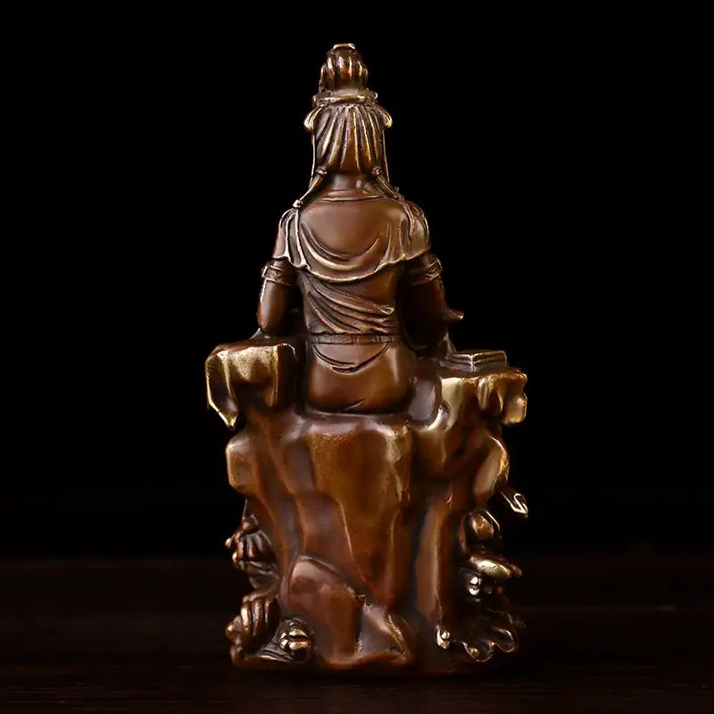 Pure Copper Guanyin Ornaments Home Office Small Offering Buddha Statue Bodhisattva Statue