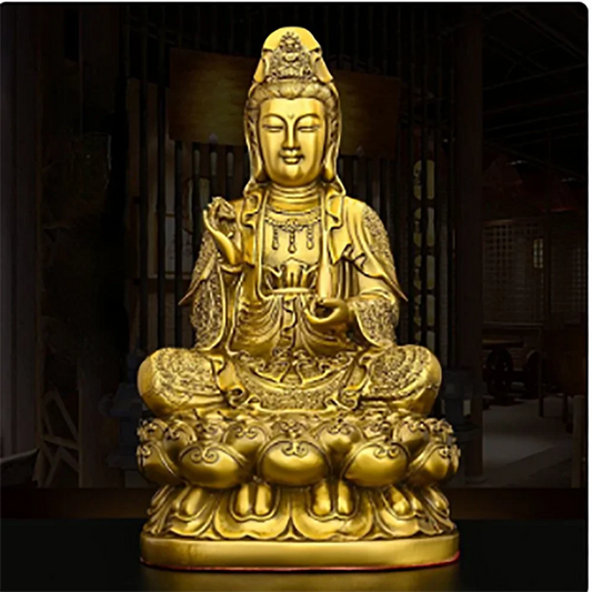 Pure Copper South Sea Goddess of Mercy Buddha Statue Ornaments Home Furnishings Sculptures