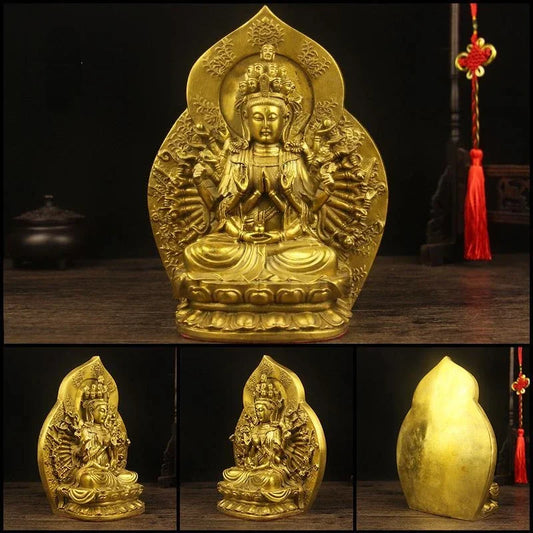 Pure Copper Thousand Hands Pendant Guanyin Buddha Statue Guaryin God Buddha Offering Home Decor