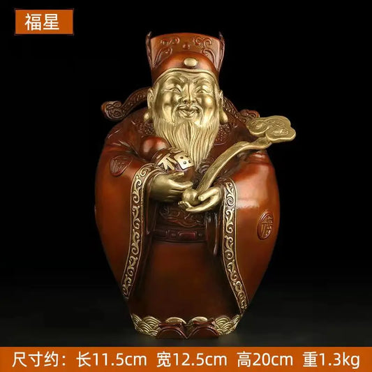 Pure copper statue Maitreya Buddha decoration living room big belly laughing Buddha office decoration china fengshui sculpture