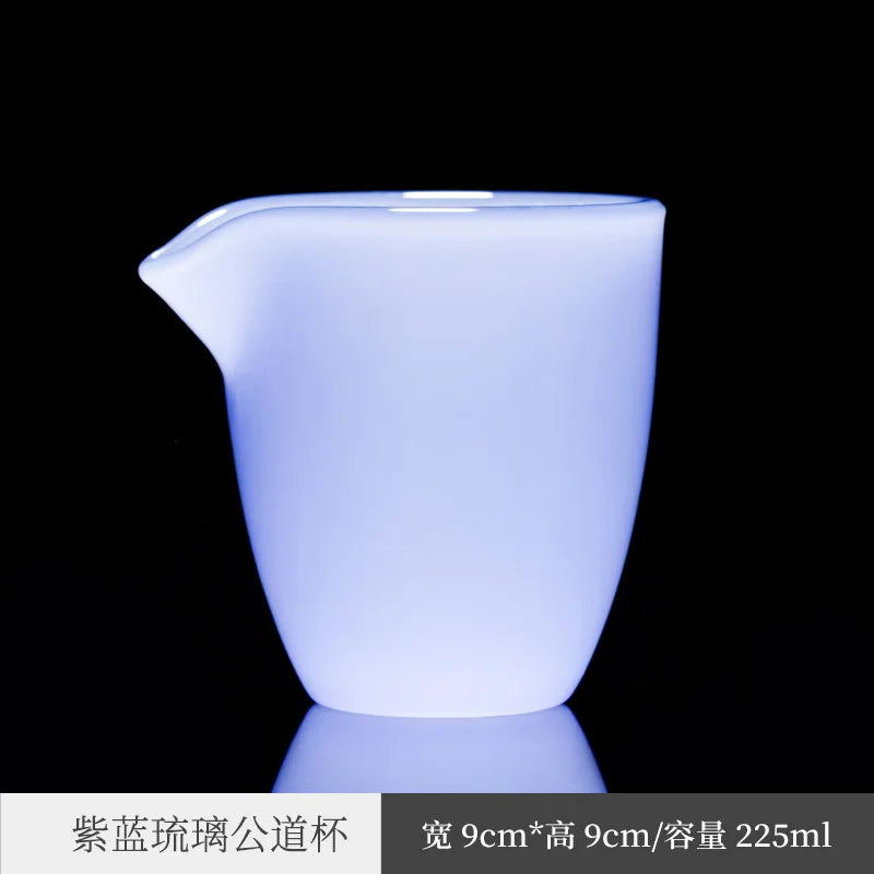 Purple Blue Jade Porcelain Pitcher Ceramic Tea Funnel Set Household Glass Tea Pitcher Filter Tea Separator Kung Fu Tea Utensil