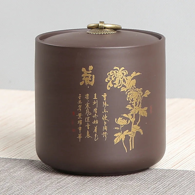Purple Clay Tea Tin Sealed Pot of Pu 'er Tea Container Yixing Zisha Teaware Accessories Boutique Coffee Storage Tea Organizer