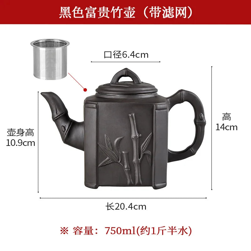 Purple Clay Teapots Chinese Kung Fu Tea Set Master Hand Carved Teapot with Tea Infuser Green Tea Filter Kettle Tea Accessories