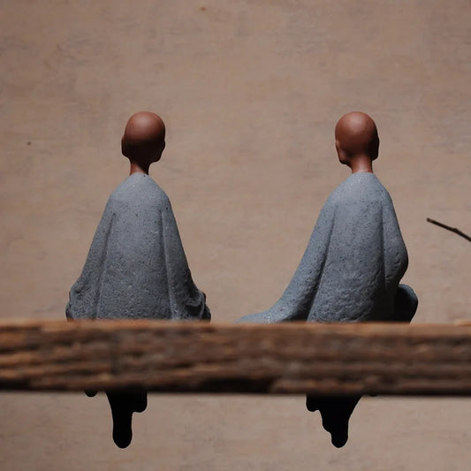 Purple Clay monk buddha sitting statues zen creative ornaments home decoration monk gift figurines tabletop handcrafts