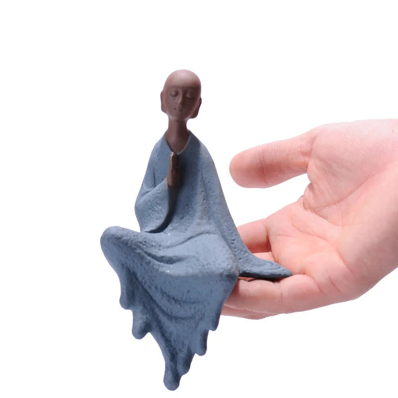 Purple Clay monk buddha sitting statues zen creative ornaments home decoration monk gift figurines tabletop handcrafts