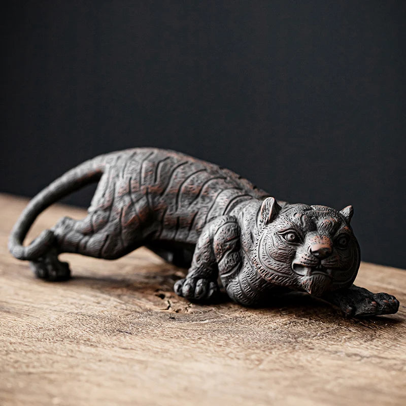 Purple Pottery Tea Pet Ornament Tiger Carving Decoration Tea Play Zen Tea Table Tea Tray Tea Ceremony Accessories