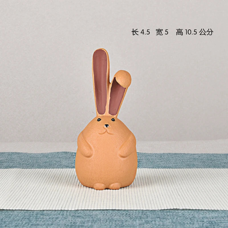 Purple Sand Rabbit Napping Tea Ornaments Cartoon Creative Cute Tea Tray Utensils Decoration Sculpture Hand-Crafted glee tu