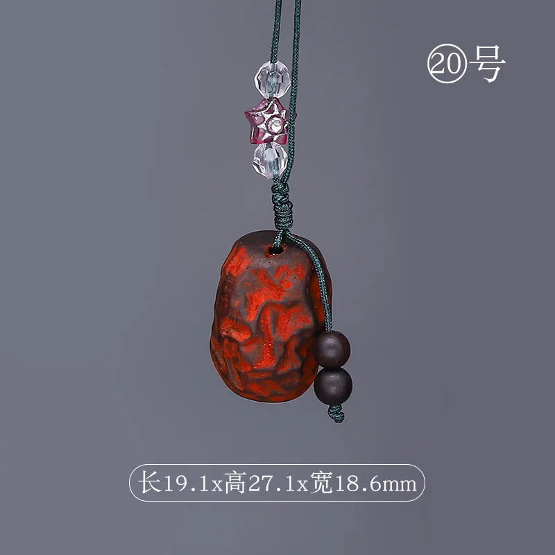 Purple Sandalwood Carved Deer Pendant, Cute Animal Mobile Phone Chain, One Have You Lucky Cat Keychain, Boxwood Craft Statues