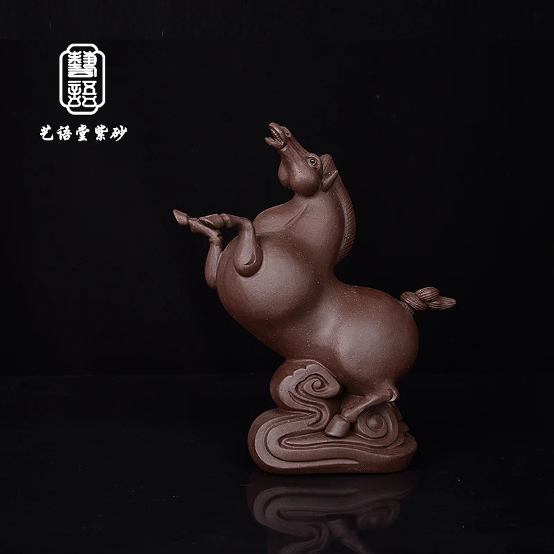 Purplue Sand Tea Pet Chinese Zodiac Horse Decoration Boutique Tangma Kung Fu Tea Set Tea Ceremony Utensils Gift Furniture Decora