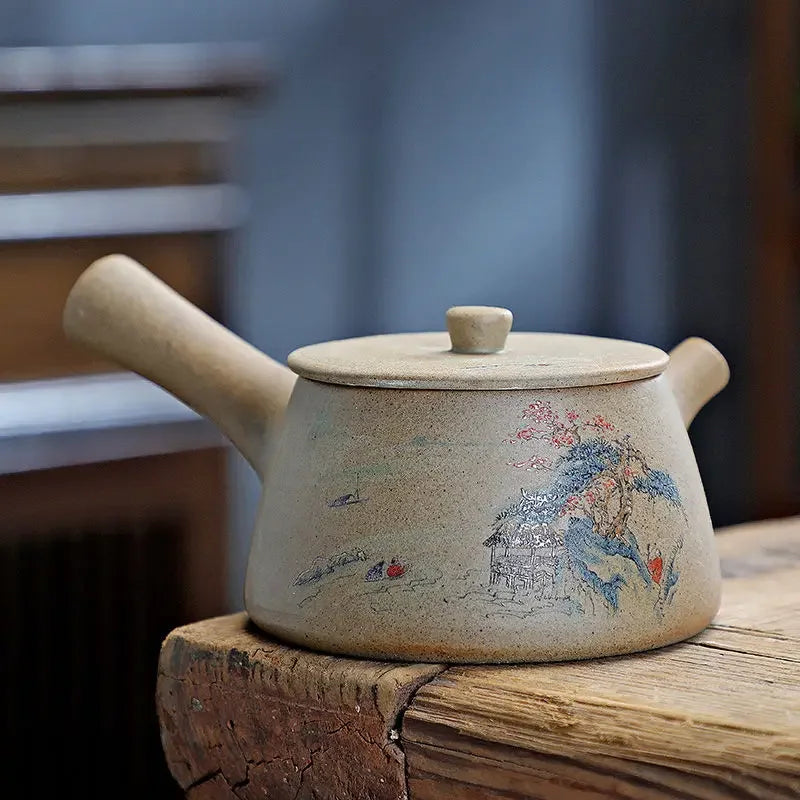 Purply Clay Tea Pot Set Chinese Ying Xing Pottery Tea Set Retro Teaware Teapots Kung Fu Tea Kettle Handmade Tea Set