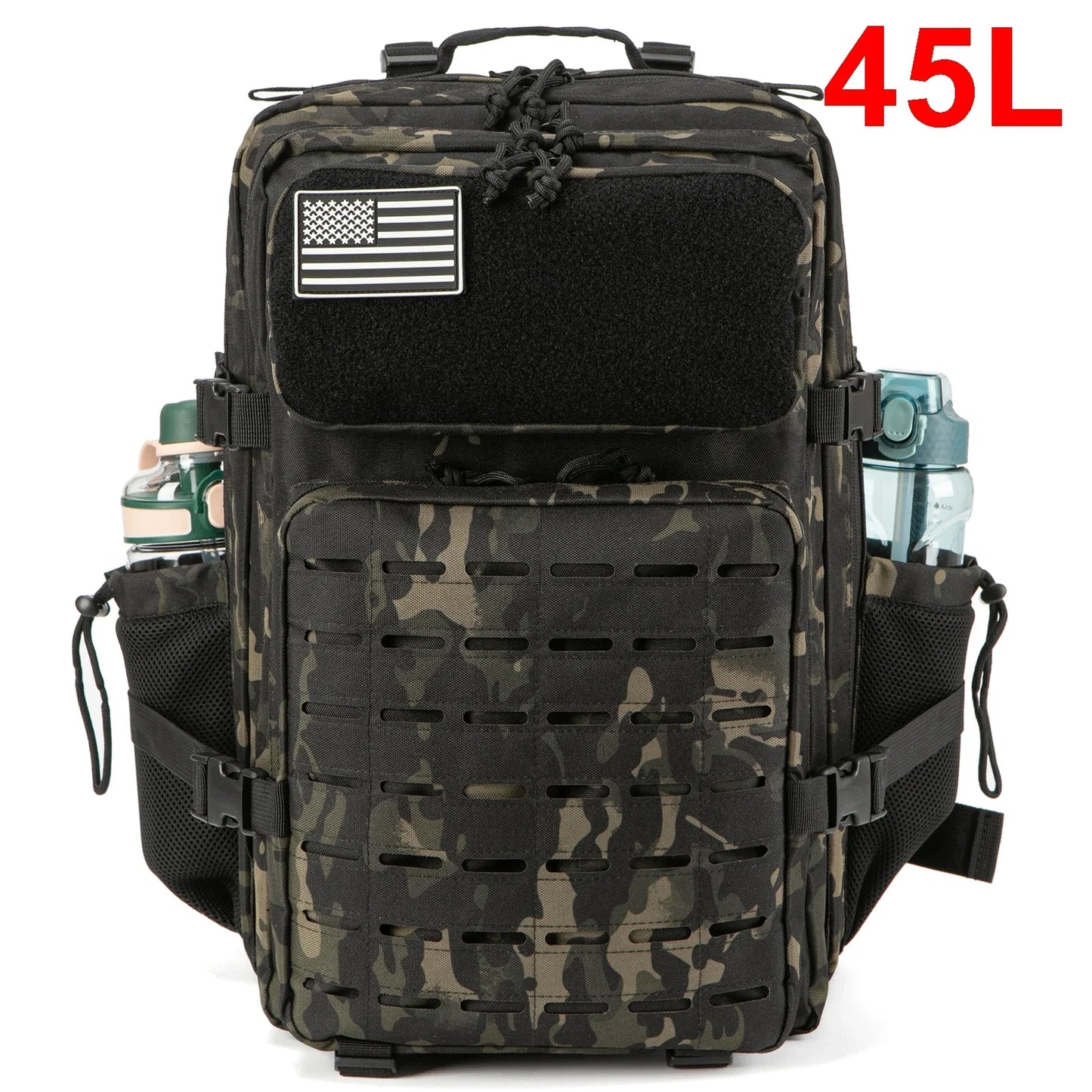 QT&QY 25L/45L Tactical Backpack for Women/men survival Laser Cut Molle Daypack School Bag Gym EDC Rucksack with Dual Cup Holder