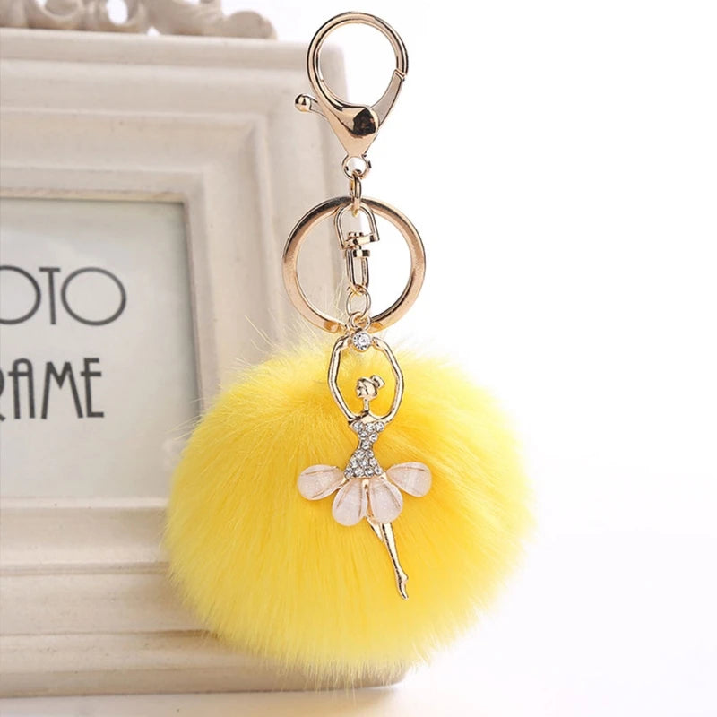 Rabbit Fur Ball Cell Phone Car Keychain Pendant Handbag for Key
