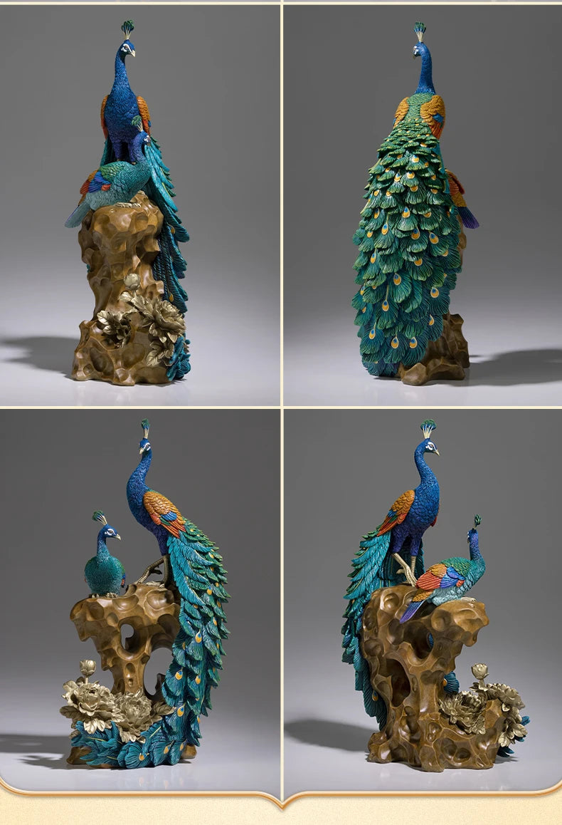 Rare TOP decoration ART 2023 high grade Good luck Auspicious wealth peacock Sculpture HOME OFFICE BAR CLUB bring money Large