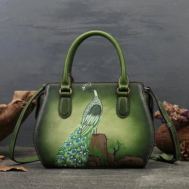 Real Women Shoulder For Ladies Retro Luxury Handmade Handbags 2024 New Leather Hand Painted Woman Crossbody Bags