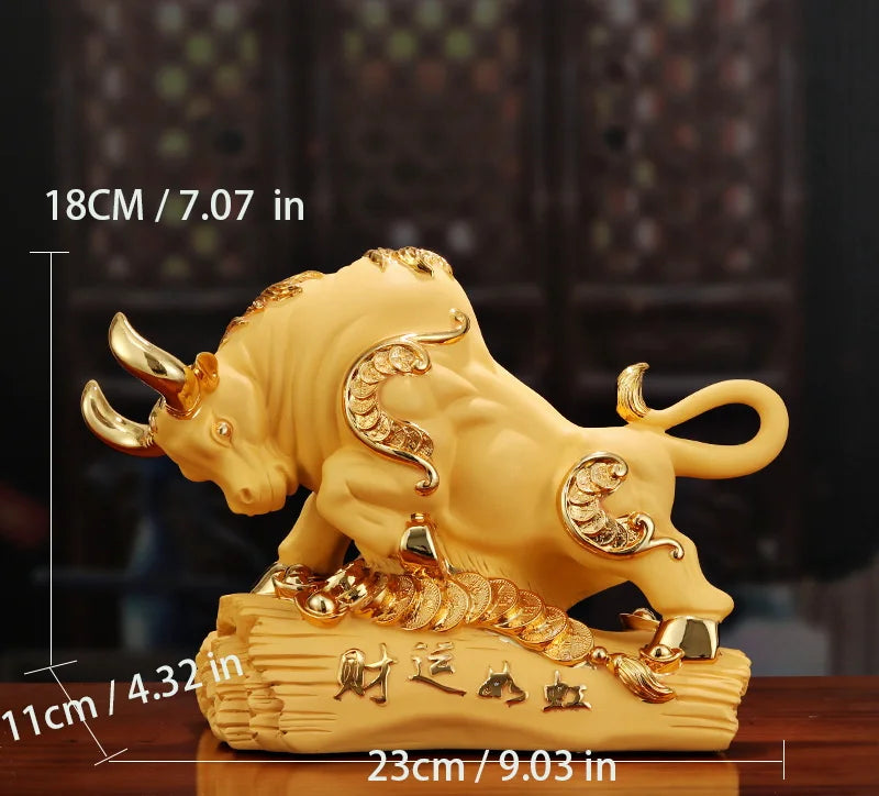 Resin Animal Bull Statue Art Sculpture Fortune Cattle High Quality Home Living Room Office Decorative Crafts Free Delivery