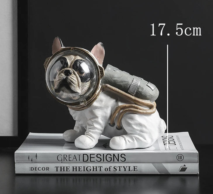 Resin Astronaut Dog Statue Figurine Animals Spaceman Bulldog Art Sculpture Model Art Craft Home Decoration Accessories
