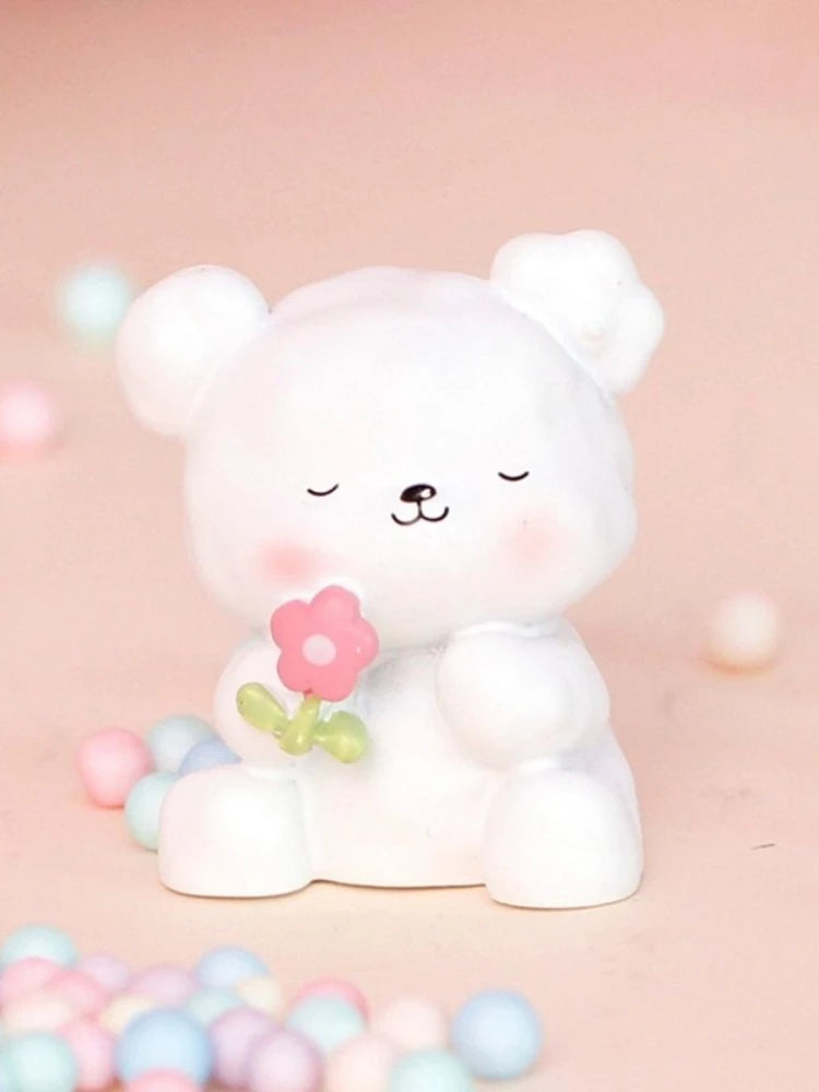 Resin Cartoon Cute Bear Car Ornament Micro Landscape Bonsai Decoration Desktop Creative Trinket Home Accessories Figurines