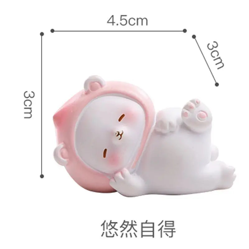 Resin Cartoon Cute Peach Bear Car Ornament Micro Landscape Bonsai Decoration Desktop Creative Trinket Home Accessories Figurines