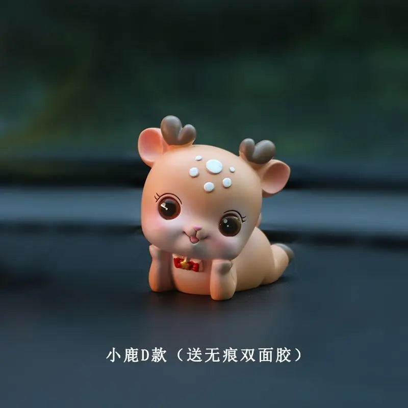 Resin Cartoon Cute Sika Deer Car Ornament Micro Landscape Bonsai Decoration Desktop Creative Trinket Home Accessories Figurines