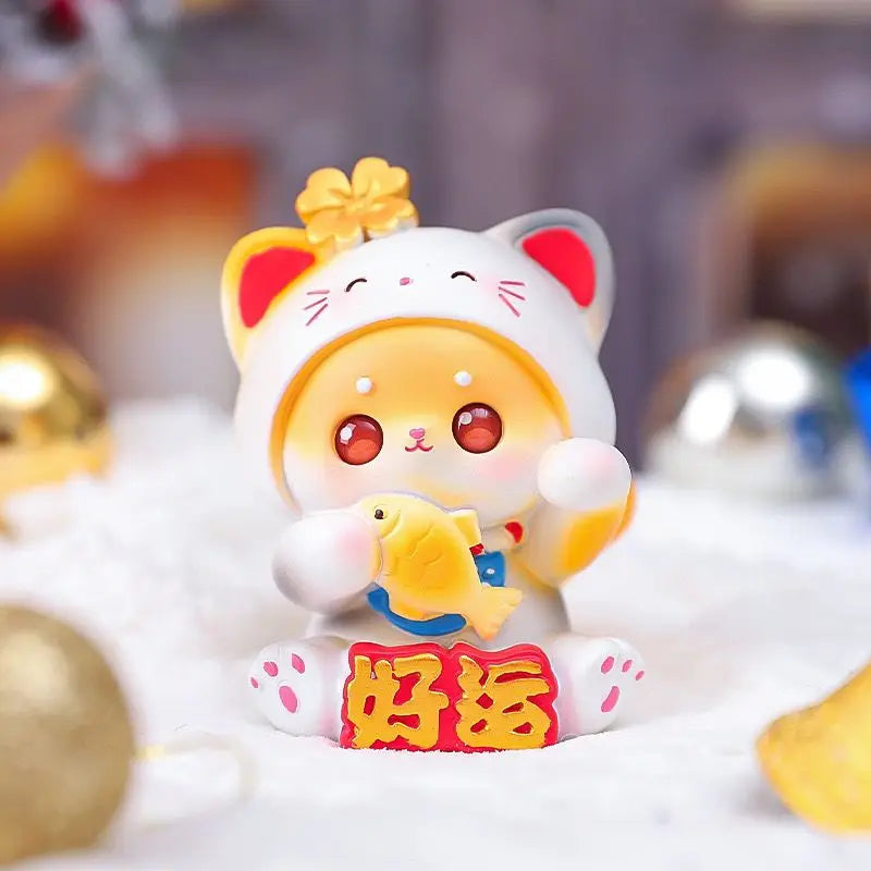 Resin Cartoon Fortune Cat Car Ornament Micro Landscape Bonsai Decoration Desktop Creative Trinket Home Accessories Figurines