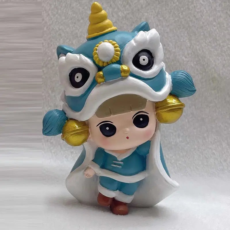 Resin Cartoon Originality Tigon Girl Car Ornament Micro Landscape Bonsai Decoration Desktop Creative Trinket Home Accessories