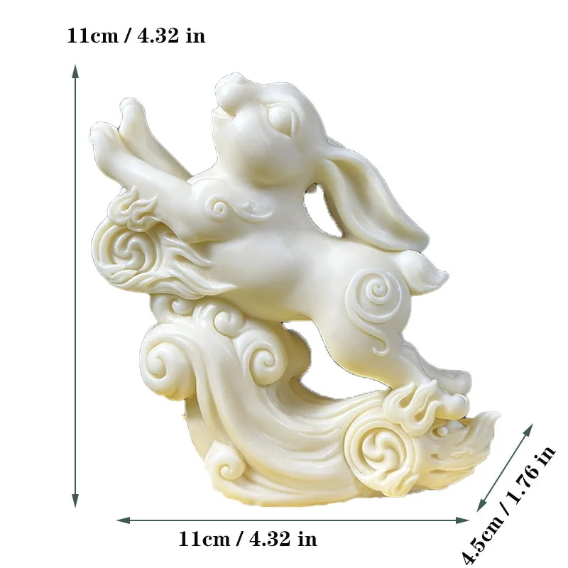 Resin Flying Rabbit Animal Figurine Creative Auspicious Rabbit Home Room Office Cute Ornaments Chinese small gifts Free Delivery