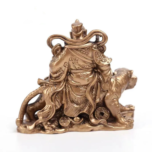 Resin God of Wealth Zhao Gongming Statue Chinese Mythological Characters Sculpture Home Living Room Office Feng Shui Statue