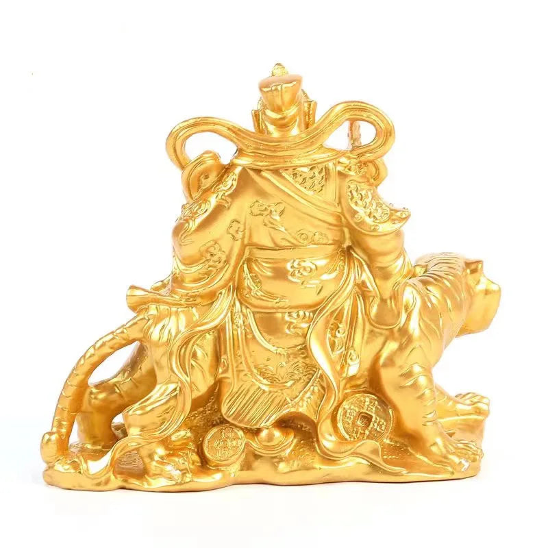 Resin God of Wealth Zhao Gongming Statue Chinese Mythological Characters Sculpture Home Living Room Office Feng Shui Statue