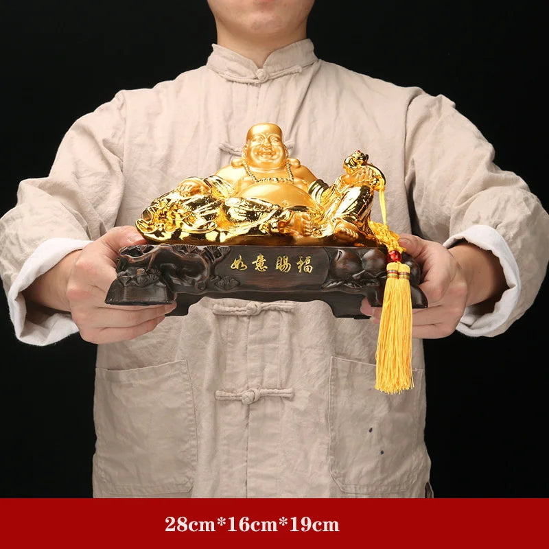 Resin Maitreya Figure Statue Chinese Ruyi Blessed Buddha Home Living Room, Room, Office Art Deco Statue Free Delivery
