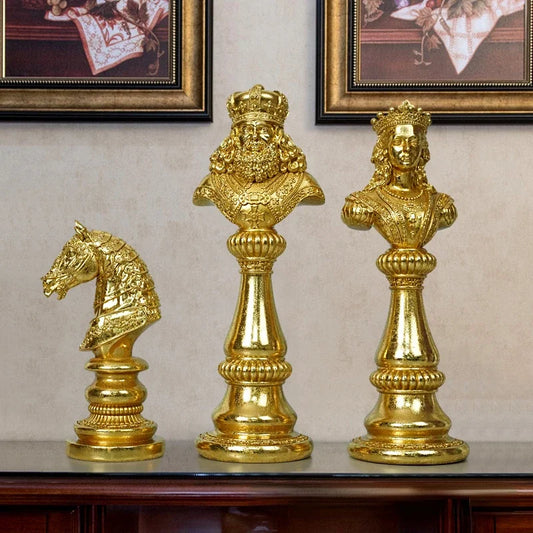 Resin New Chess Living Room Decoration Collection Statue of King Knight Queen Home Office Desktop Accessories Object Item