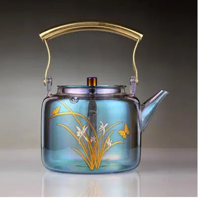 Retro Glass Teapot Household Health Pot Pu'er Tea Kettle Copper Handle Kettle Tea Pot Thickened Heat-resistant Tea Sets Tea Pot