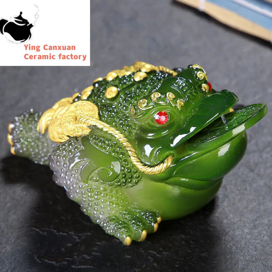 Retro Golden Toad Statue Resin Color Changing Tea Pet Lucky Tea Figurine Ornaments Can Raise Tea Set Decoration Accessories Gift