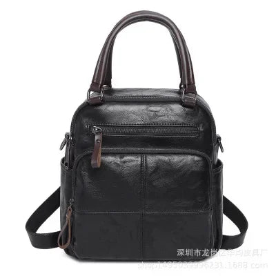 Retro PU Leather Backpack Women's Multifunctional Fashion Shoulder Bag Leisure Slung Handbag