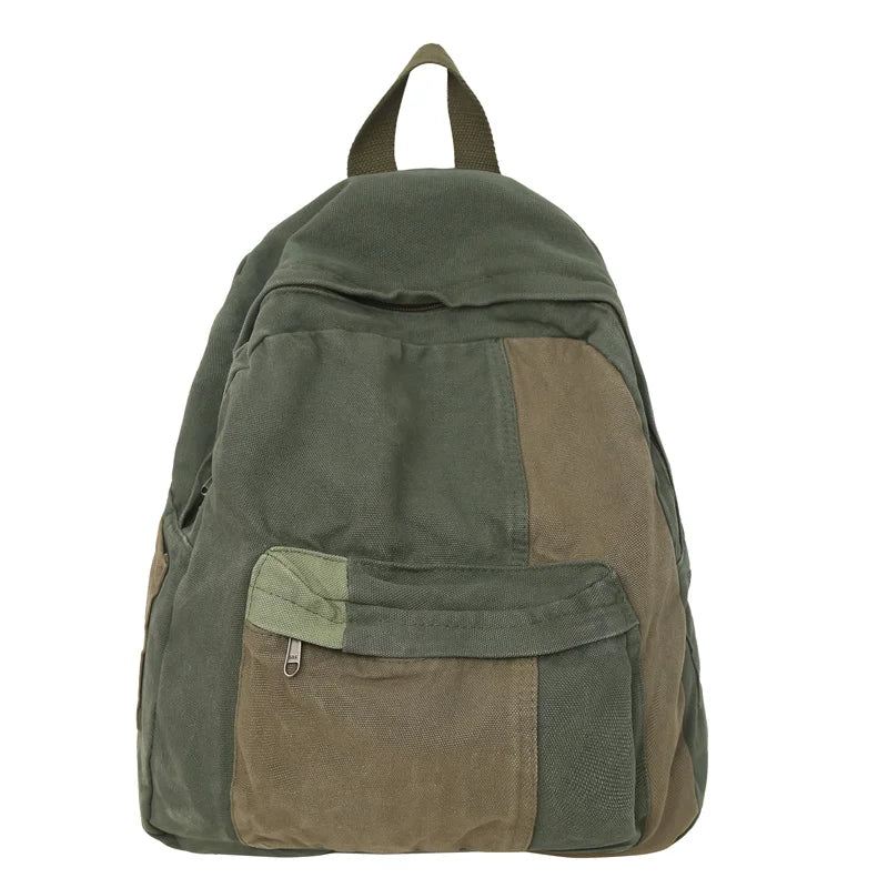 Retro Style Stitching Canvas School Backpack Women Backpacks For Students Casual Female Bags Child Girl School Bags Travel