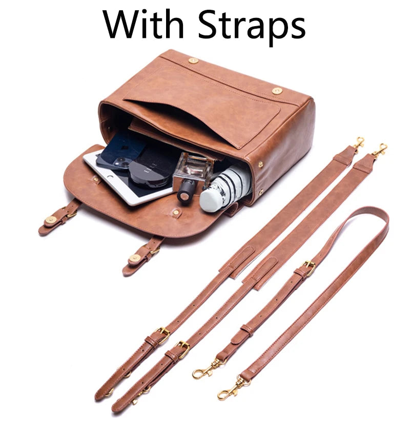 Retro Style Women Backpack Handbags Female Students Artificial Leather Messenger Bags Bookbags Laptop Briefcase