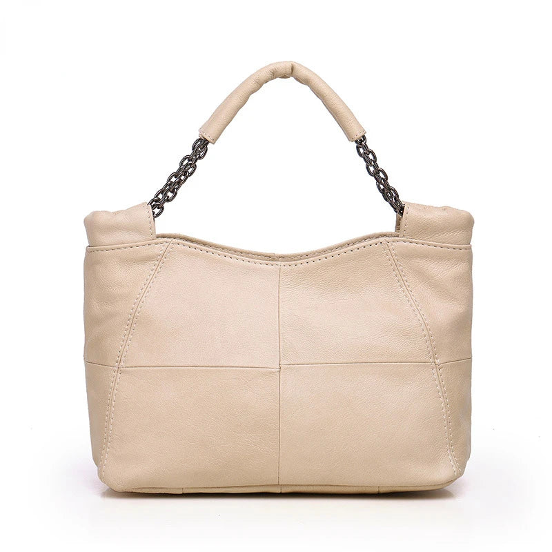 Retro Women Portable Shoulder Underarm Tote Bag 2024 New Genuine Leather Top-Handle Bags Fashion Chains Purses Clutch Female