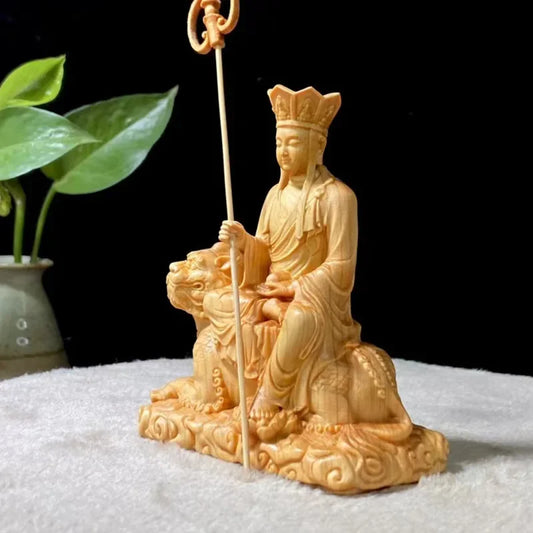 Retro Wood Carving Craft Ksitigarbha Buddha Statue ,Tibetan Suppliers Home Putting Decorations Figurines