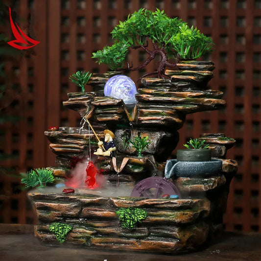 Rockery fountain sculpture Atomizing humidifier and fengshui humidifier Sculpture Statue home decoration craft gift fortune