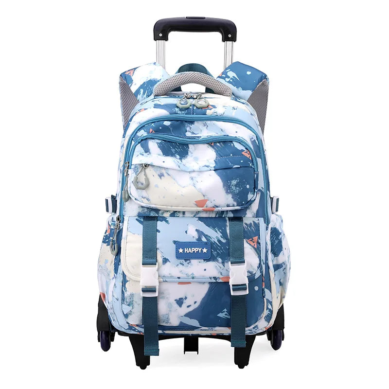 Rolling School Bags for Girls Backpack Children Waterproof School Backpacks with Wheels Middle School Trolley Luggage Back Pack