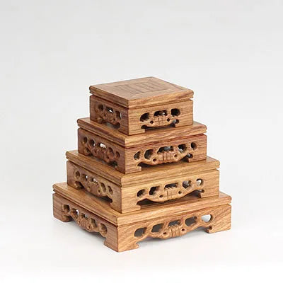 Rosewood carving decorations, jade bonsai seal, solid wood square stone base, acid wood, ebony wood, wooden base