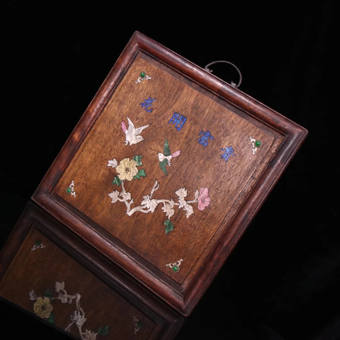Rosewood inlaid with shells, gems and flowers blooming rich and honorable plaques.
